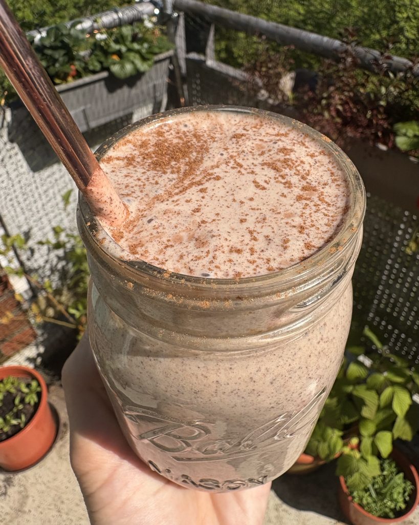 creamy chocolate tahini date shake