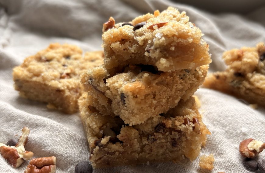 Vegan Tahini Blondies with Choc Chips & Pecans